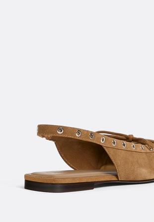 Кожаные балетки со шнуровкой- Заказать в России