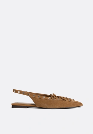 Кожаные балетки со шнуровкой- Заказать в России