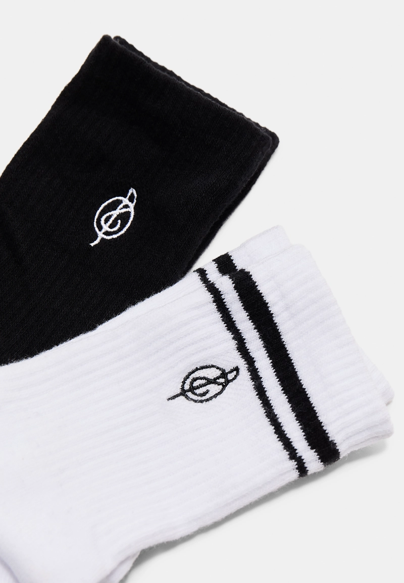 Набор из 2 пар носков в полоску с вышивкой