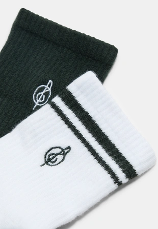 Набор из 2 пар полосатых носков с вышивкой- Заказать в России