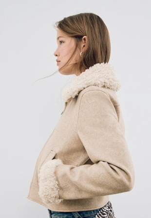 Куртка с отделкой из искусственного меха- Заказать в России