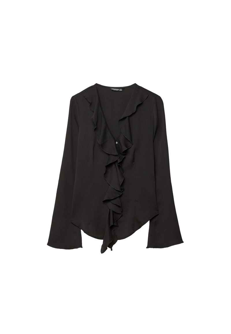 Блузка свободного кроя с воланами