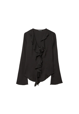 Блузка свободного кроя с воланами- Заказать в России