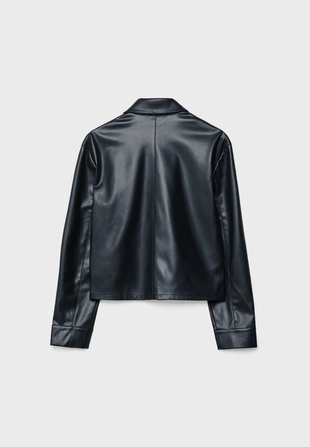 Рубашка с карманами из искусственной кожи- Заказать в России