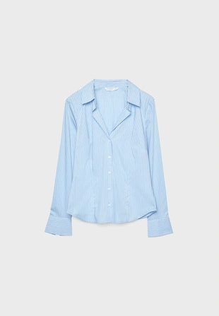 Приталенная базовая рубашка в полоску- Заказать в России