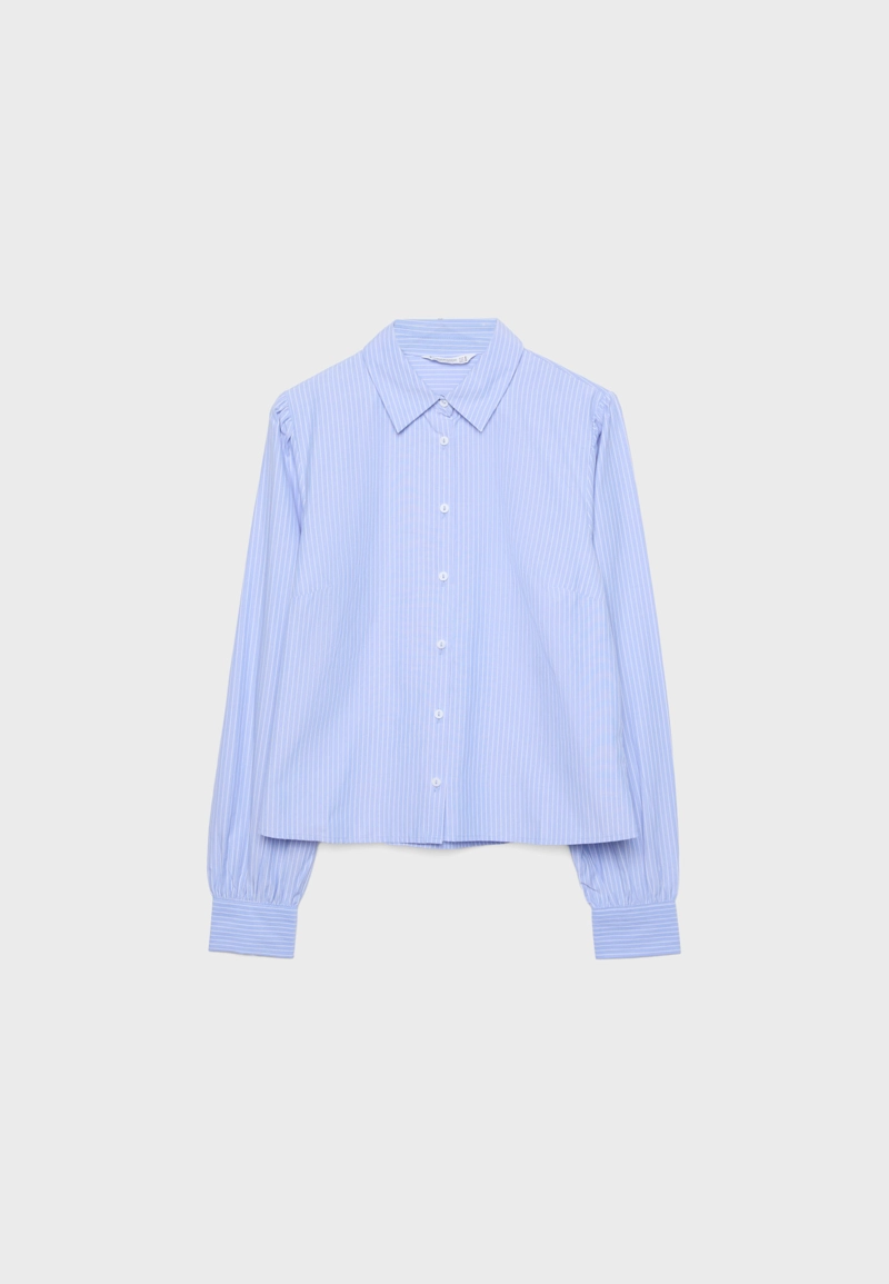 Базовая рубашка в полоску из поплина с рукавами-буфами