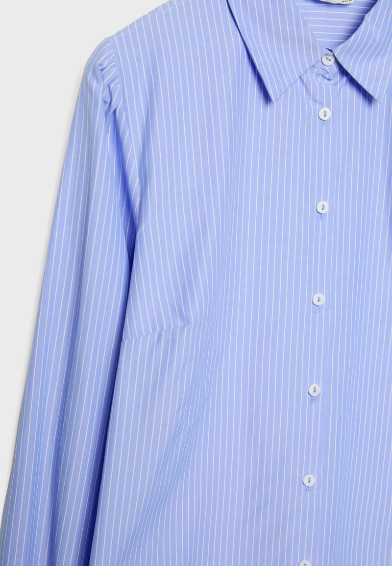 Базовая рубашка в полоску из поплина с рукавами-буфами