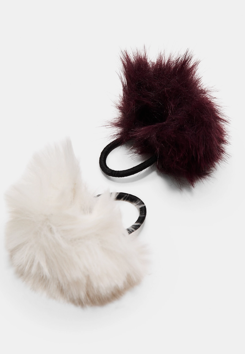 Набор из 2 резинок для волос из искусственного меха