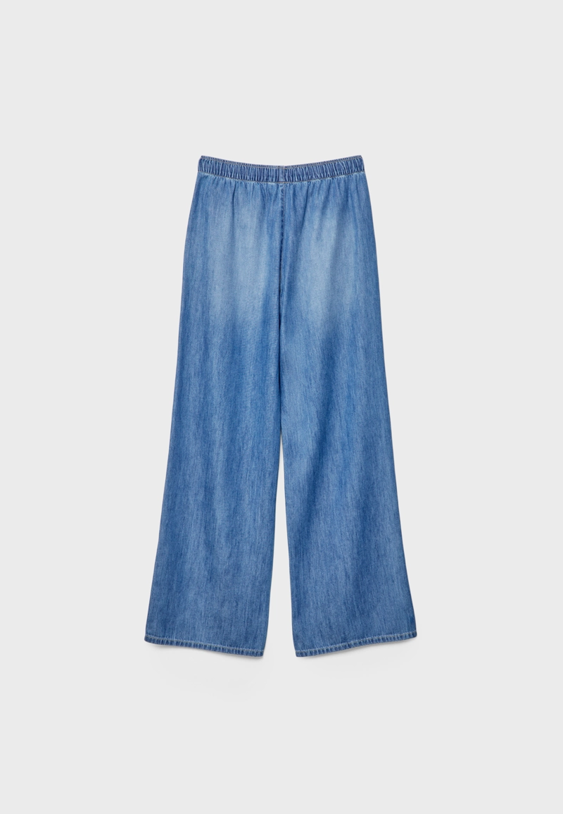 D35 Струящиеся джинсовые брюки на шнурке