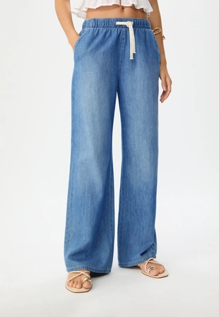 D35 струящиеся джинсовые брюки на шнурке- Заказать в России