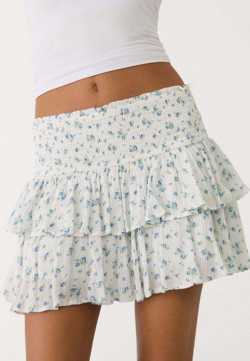 Мини-юбка-брюки с воланами