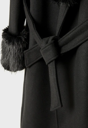 Длинное пальто с деталями из искусственного меха- Заказать в России