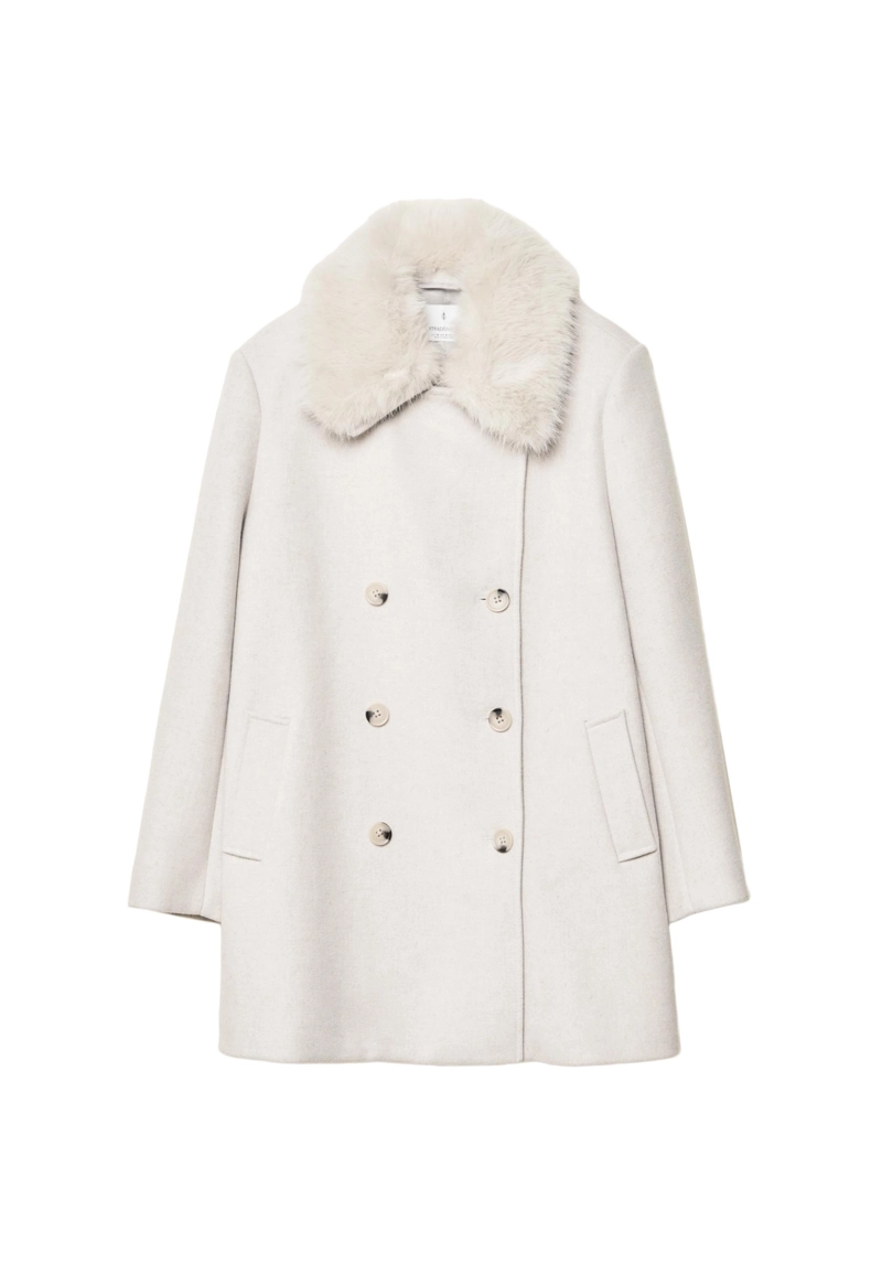 Пальто с воротником из искусственного меха