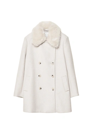 Пальто с воротником из искусственного меха- Заказать в России