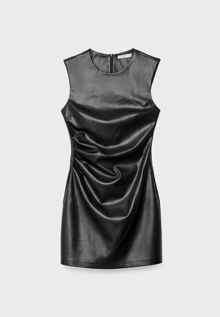 Короткое платье из искусственной кожи- Заказать в России