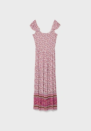 Длинное струящееся платье с принтом- Заказать в России