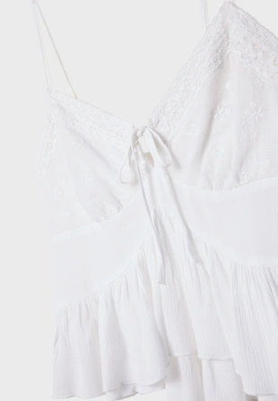 Топ с вышивкой и свободными воланами- Заказать в России