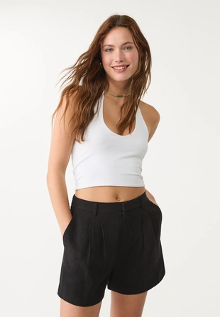 Шорты из струящейся ткани с льняной тканью- Заказать в России