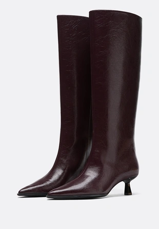 Сапоги на среднем тонком каблуке- Заказать в России