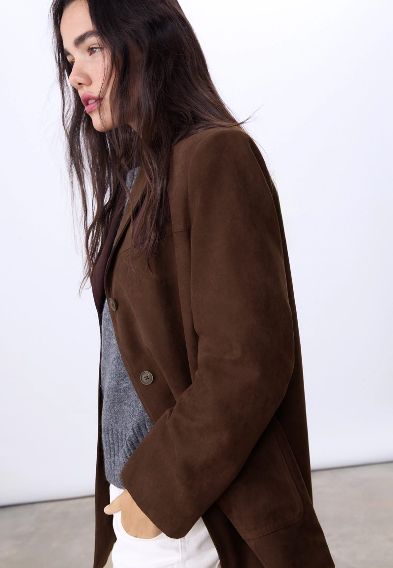 Пиджак из искусственной замши стандартной длины