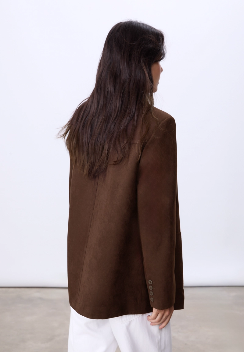 Пиджак из искусственной замши стандартной длины