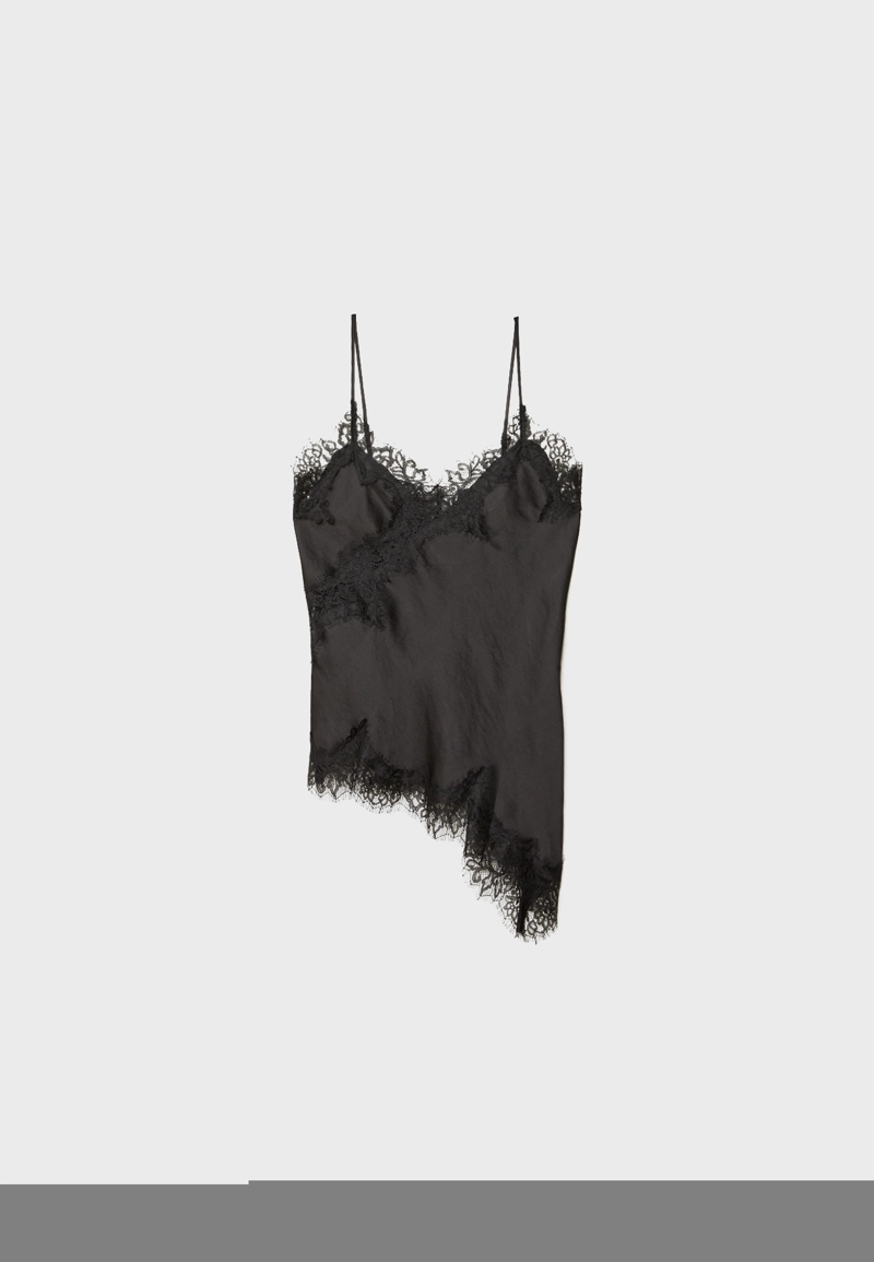 Асимметричный топ в бельевом стиле с кружевом