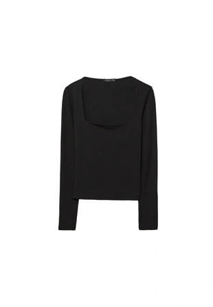 Базовая футболка с квадратным вырезом- Заказать в России