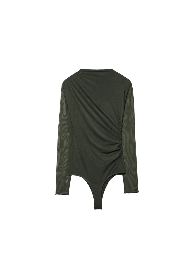 Боди из полупрозрачной ткани со сборками