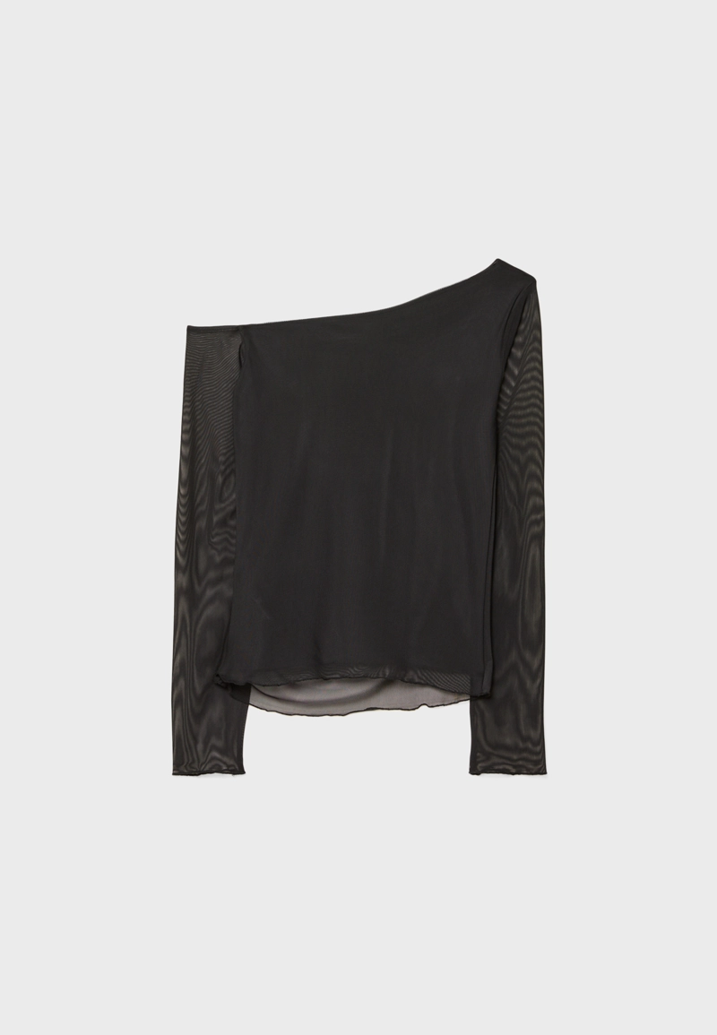 Асимметричная футболка из полупрозрачной ткани