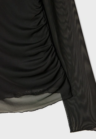 Асимметричная футболка из полупрозрачной ткани- Заказать в России