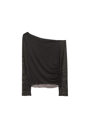 Асимметричная футболка из полупрозрачной ткани- Заказать в России