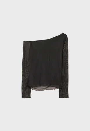 Асимметричная футболка из полупрозрачной ткани- Заказать в России