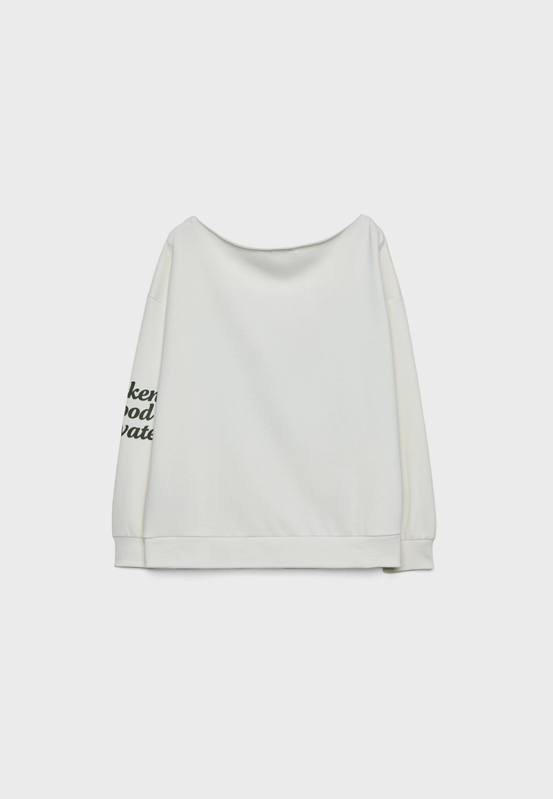 Толстовка с принтом и открытыми плечами