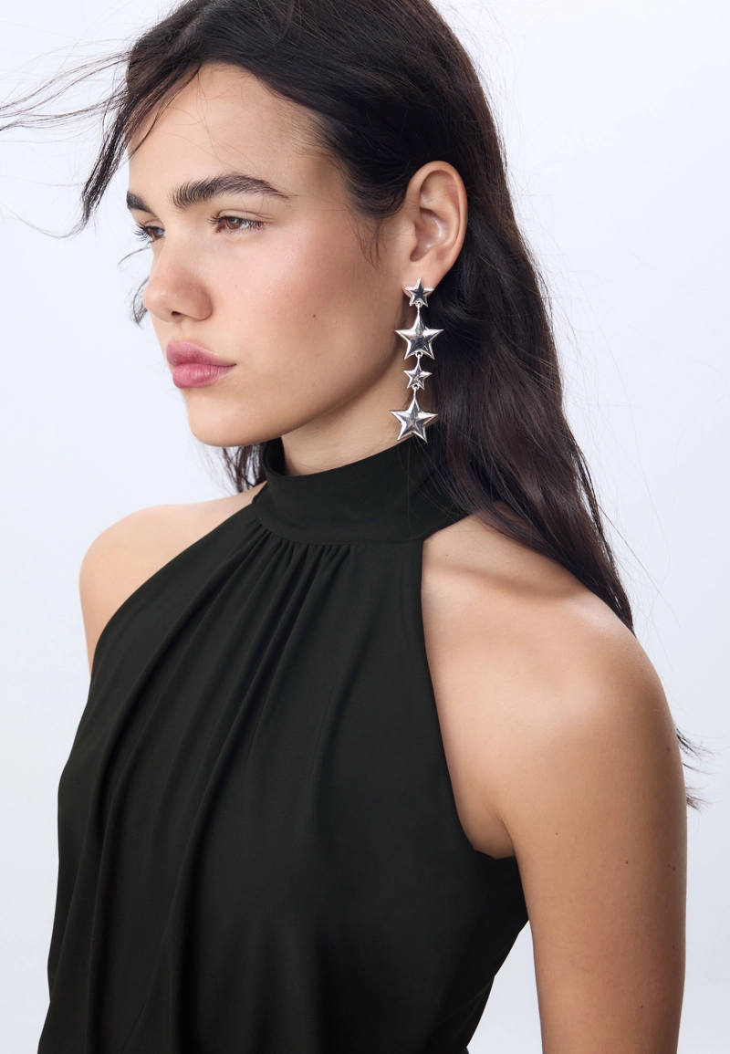 Боди с горловиной халтер и сборками