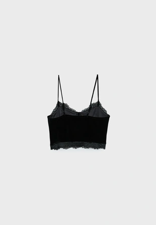 STRAPPY VELVET TOP WITH LACE DETAIL- Заказать в России