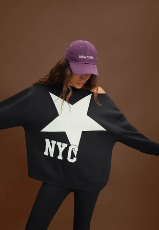 Толстовка NYC с открытыми плечами- Заказать в России