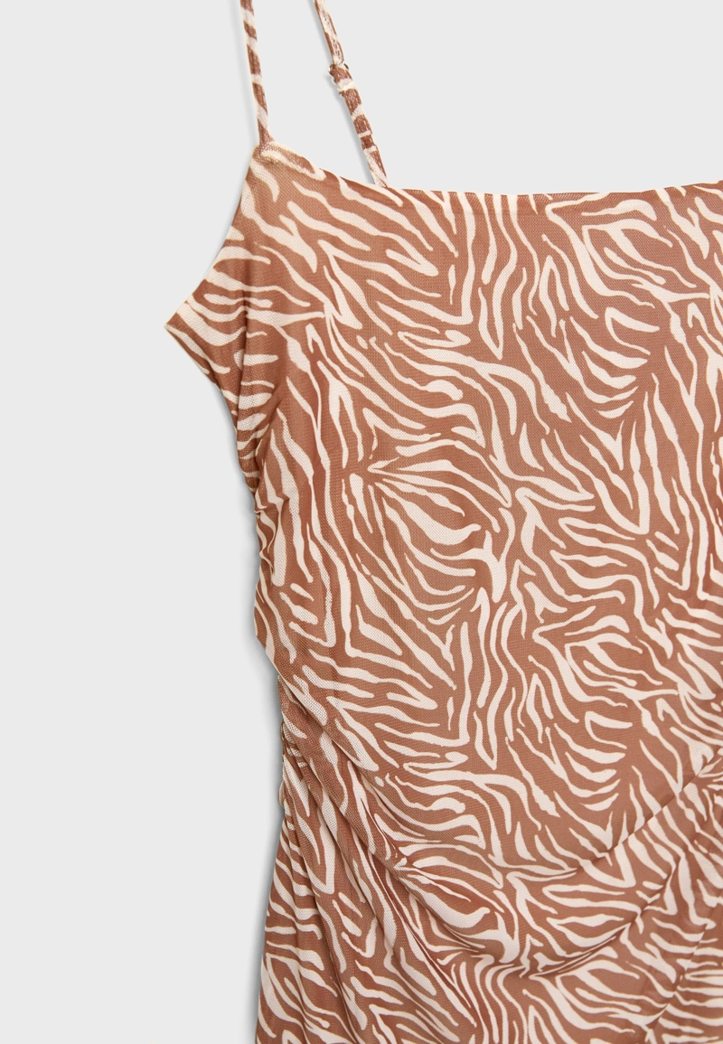 Платье миди из полупрозрачной ткани с принтом