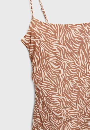 Платье миди из полупрозрачной ткани с принтом- Заказать в России