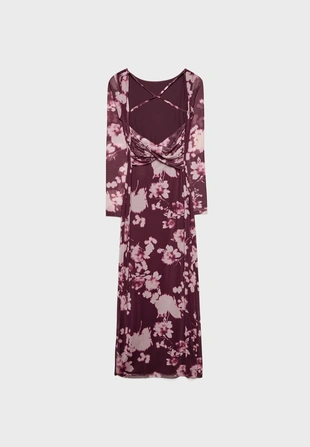 Платье миди из полупрозрачной ткани с открытой спиной- Заказать в России