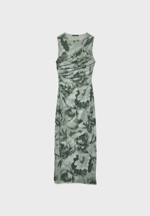 Платье миди из полупрозрачной ткани с принтом- Заказать в России