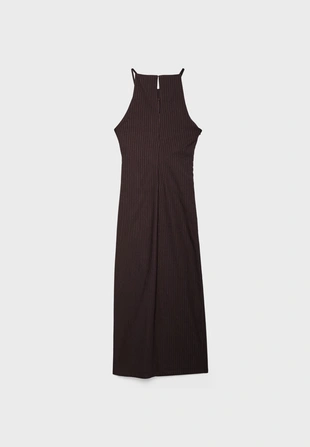 Полосатое платье миди с горловиной халтер- Заказать в России