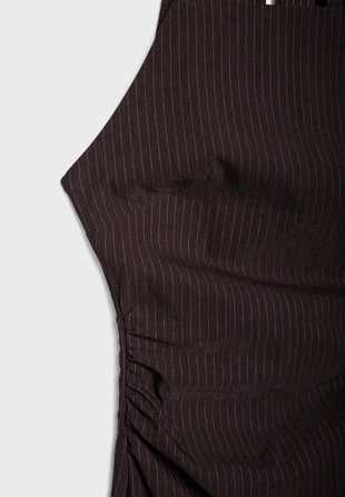 Полосатое платье миди с горловиной халтер- Заказать в России