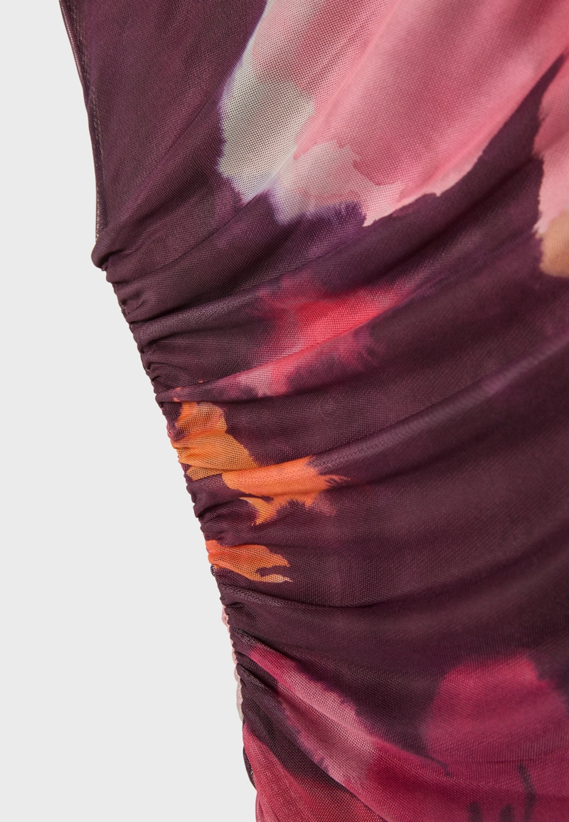 Платье миди из полупрозрачной ткани с принтом