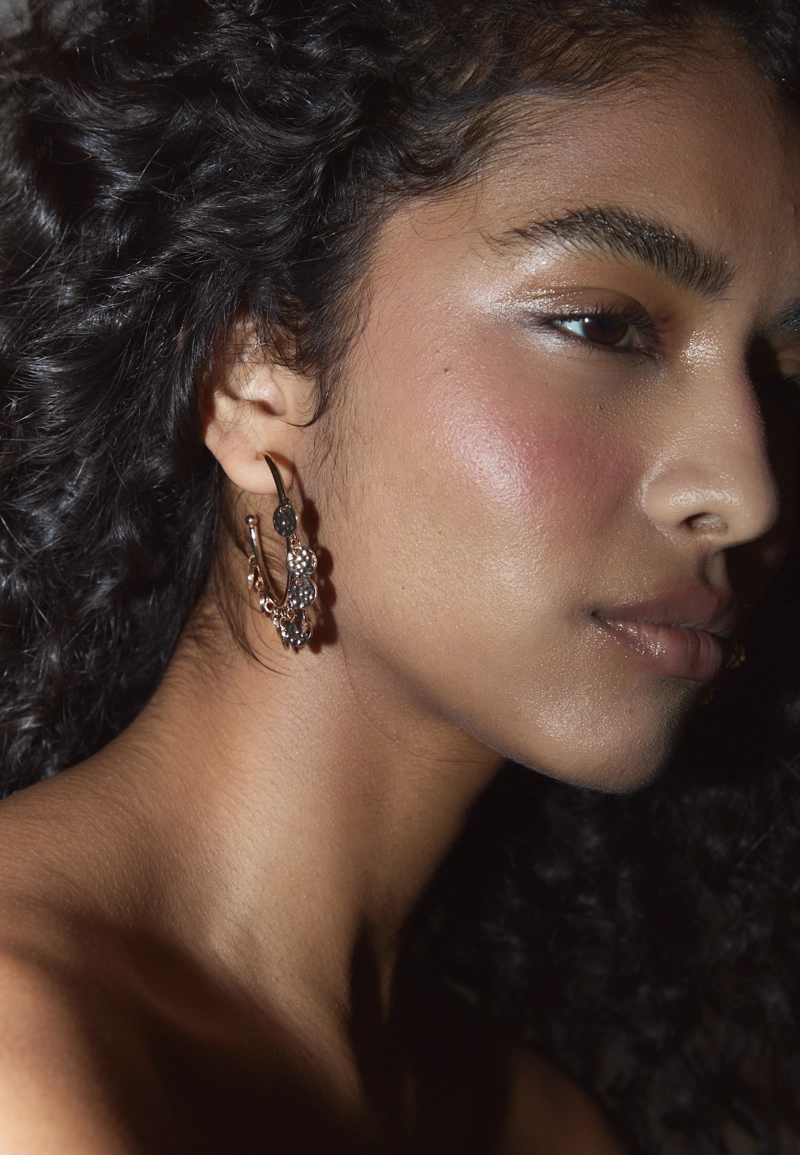 Серьги-кольца мини с бусинами