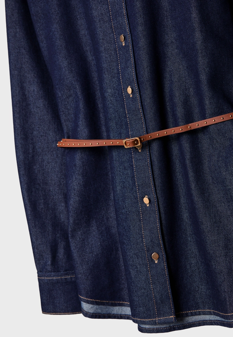 Джинсовая рубашка с поясом