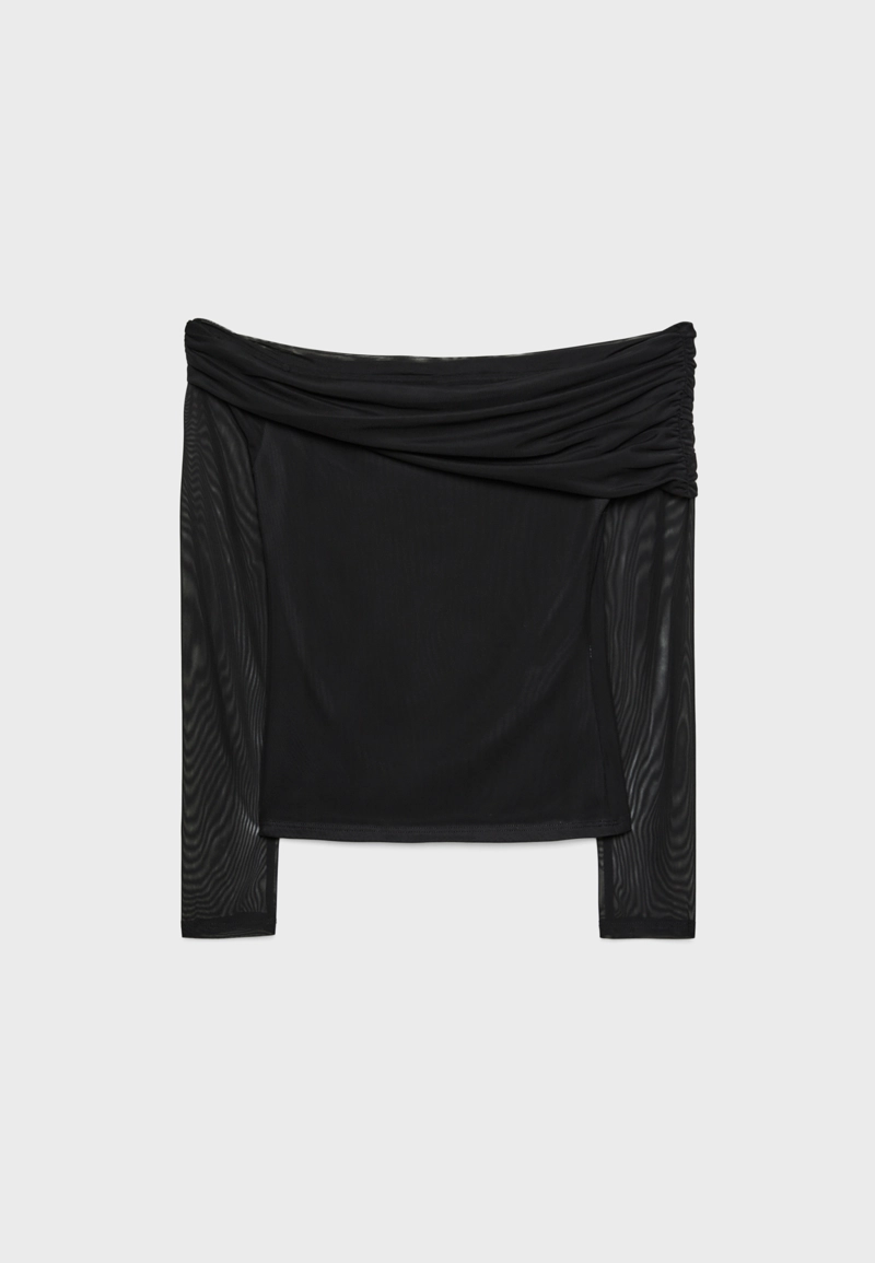 Асимметричная футболка из полупрозрачной ткани