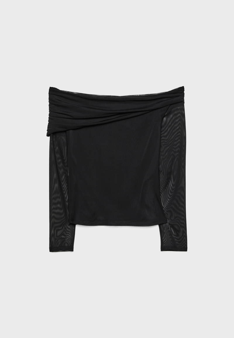 Асимметричная футболка из полупрозрачной ткани