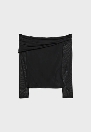 Асимметричная футболка из полупрозрачной ткани- Заказать в России