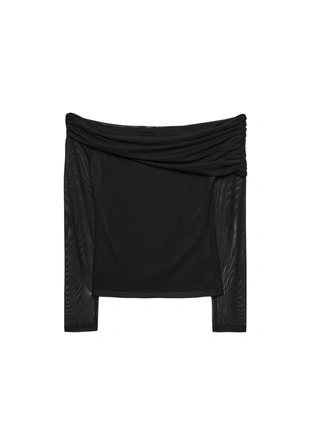 Асимметричная футболка из полупрозрачной ткани- Заказать в России