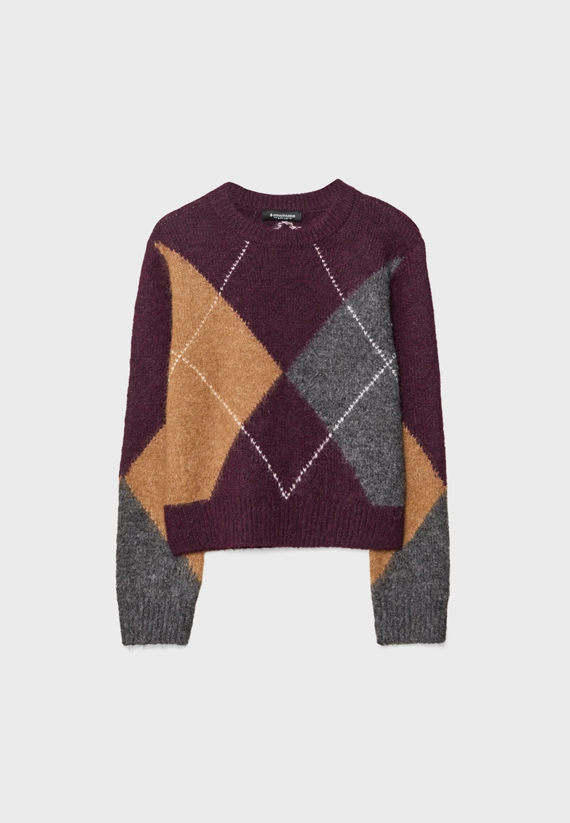 Вязаный джемпер в ромбы